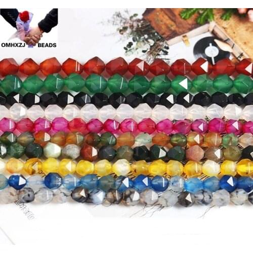 OMH Wholesale JD71 6 8 10mm Natural Jewelry DIY Making Bracelet Necklace Natural AAA Colorful Agate Loose Spacer Rhombus Beads