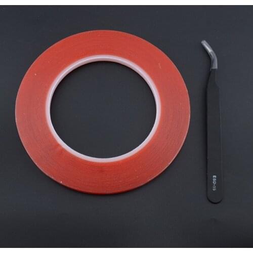 Strong Acrylic Adhesive PET Red Film Clear Double Side Tape No Trace For Cell Phone Tablet LCD Screen Repai & Curved Tweezers