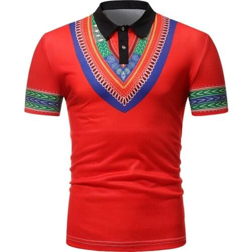 African Dashiki Print Polo Shirt Men 2020 Summer New Short Sleeve African Clothes Hip Hop Streetwear Casual African Clothing