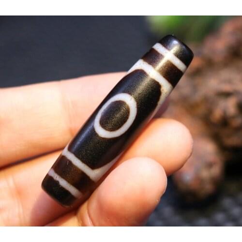 Treasure Unique Magic Energy Tibetan Old Agate 2 Eye Tiger Tooth dZi Bead Amulet Pendant UPD0407A Timestown UPD210106A