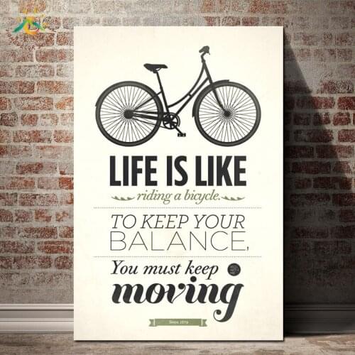 Modern Bicycle Keep Moving Modern Wall Art Print Pop Art Posters and Prints Scroll Canvas Painting Wall Pictures for Living Room