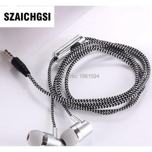 SZAICHGSI 3.5mm In-Ear Stereo braided Earbuds Earphone For iPhone 6 plus 5 For Samsung phone mp 3 4 wholesale 200pcs/lot