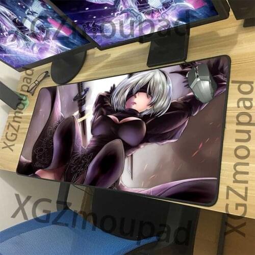 XGZ Custom Large Anime Mouse Pad Precision Black Lock Edge NieR: Automata Office Computer Keyboard Desk Mat Rubber Non-slip Xxl