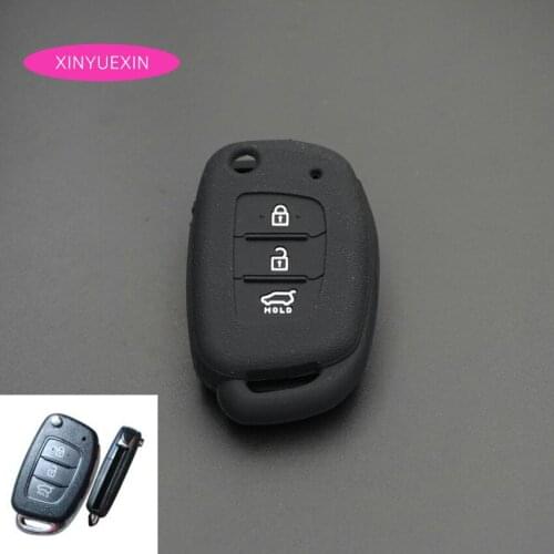 Xinyuexin For HYUNDAI Accent I40 I45 IX35 Mistra Santa Fe Sonata Tucson Verna 3button Silicone Rubber Car Key Cover Car Styling
