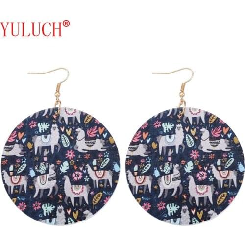 YULUCH 2018 Pop Jewelry Accessories Painted Grass Mud Horse Pattern Pendant for Personality African Women Earrings Gifts