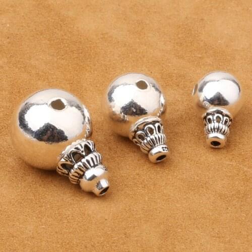 S925 Pure Silver Jewelry DIY 108 Buddha Beads Accessories Santong Pagoda 8-12mm Light Bead Buddha Head