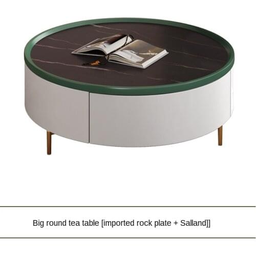 Coffee table living room storage slate simple black and white home modern light luxury wind round tea table