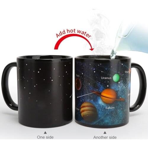Starry Sky Solar System Discoloration Cup Temperature Sensing Change Color Cup Creative Gift Ceramics Coffee Mug