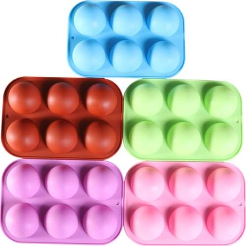 1pcs Half-Ball Shape Silicone 6 Holes Food Grade Baking Accessories Chocolate Candy Mold Bakeware Kitchen Gadgets DIY Decorating
