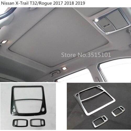 Car Front Inner Rear Tail Read Reading Switch Light Lamp Frame Trim 3pcs For Nissan X-Trail Xtrail T32/Rogue 2017 2018 2019 2020