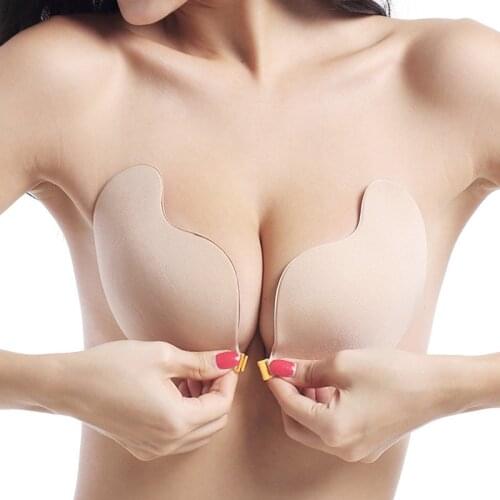 Seamless Adhesive Invisible Bras For Women Sexy Lingerie Silicone Sticky Bralette Strapless Front Closure Push Up Bra Fast Ship