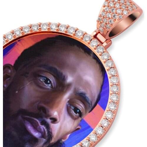 1 Custom Made Photo Round Medallions Cubic Zircon Pendant Necklace Hip Hop Jewelry for Men Women Customized Necklaces Gift