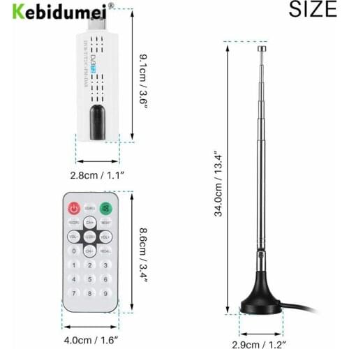 Kebidumei Digital usb tv stick DVB t2 satellite for DVB-T2 / DVB-C / FM / DAB TV Tuner Stick USB Dongle PK MK809IV with Remote