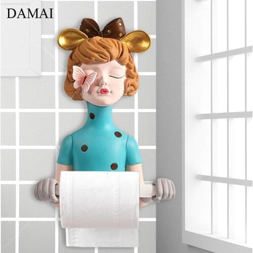 Girl Toilet Paper Holder Nordic Creativity Resin Rolling Tissue Dispenser Bathroom Dectorstions Towel Home Decoration Modern