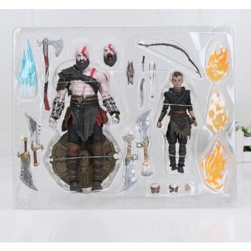 God War 4 Kratos & Atreus Action Figure KOs NECA God of War Kratos Son Atreus Axe Shield Son Loki Set Figuras Game Toys Doll