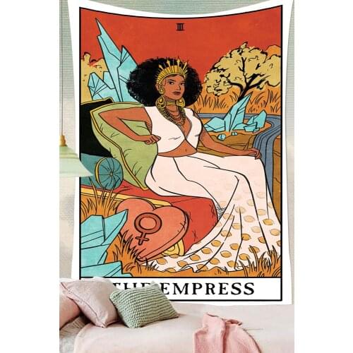 Tarot Cards Tapestry Hippie Bravely Girl Moon The Star Art Wall Hanging Tapestries for Living Room Home Dorm Decor