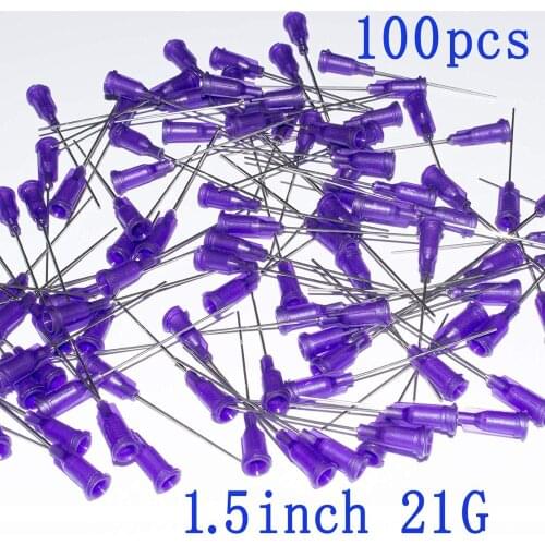 100pcs,Syringe Needle 21Ga Dispensing Needle with Luer Lock 21Gauge x 1.5Inch Length Blunt Tip For Industrial Mixing Many Liquid