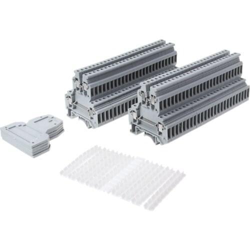 50 Pcs UKK3 DIN Rail Double Level Dual Row Terminal Block 500V 25A 28-12AWG Gray #Aug.26