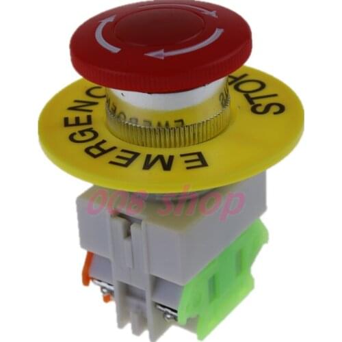 Red Mushroom Cap 1NO 1NC DPST Emergency Stop Push Button Switch AC 660V 10A