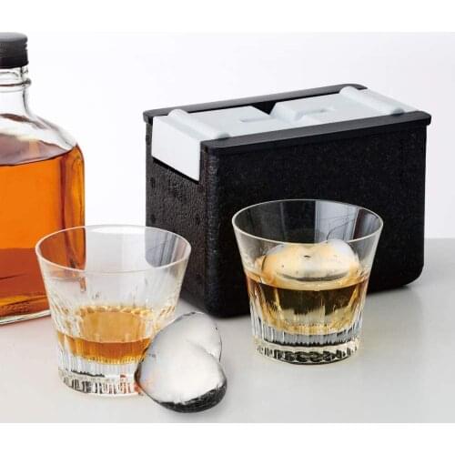 Crystal Clear Ice Ball Maker - Ice Ball Spherical Whiskey Tray Mould Maker (Bubble-Free, 2-Cavity 2.35" Mold,An Ice Tong