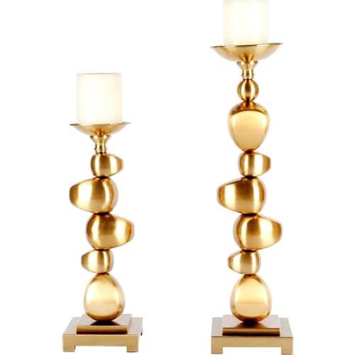 Luxtry Stacking Irregular Geometric Metal Blocks Ornament Candlestick Holder For Dining Table Wedding Christmas Home Decoration