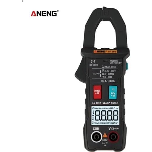 Mini Digital Clamp Meters AC/DC Current Voltage True RMS Auto Range Capacitance Non Contact Multimeter Tester ST203