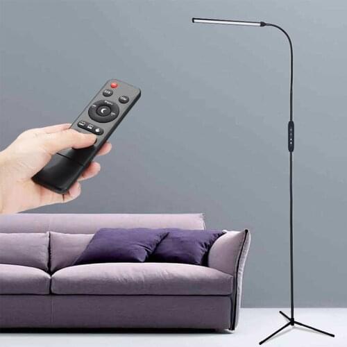 Minimalist Nordic Black LED Standing Floor Lamp with Remote Control for Living Dinning Room Bedroom Sofa Modern Indoor Home Deco