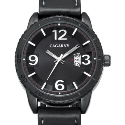 Fashion Men CAGARNY TOP Brand Luxury WristWatch Male Clock Waterproof Calendar Wristwatch Quartz Leather belt Relogio Masculino