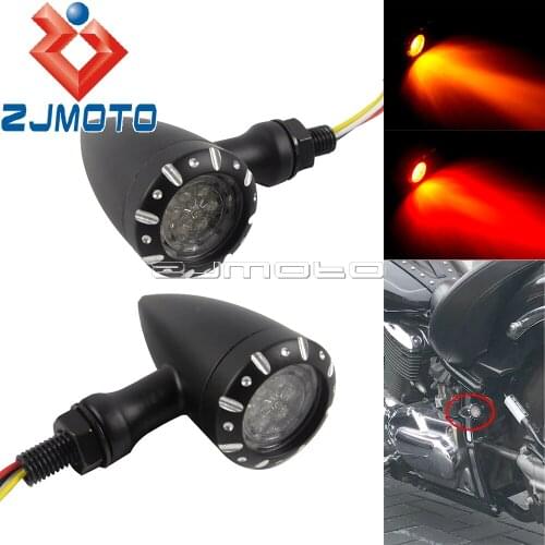 3 in 1 Motorcycle LED Turn Signals Tail Stop Light For Harley Dyna Honda Yamaha Suzuki Cafe Racer Blinkers Red Amber Light