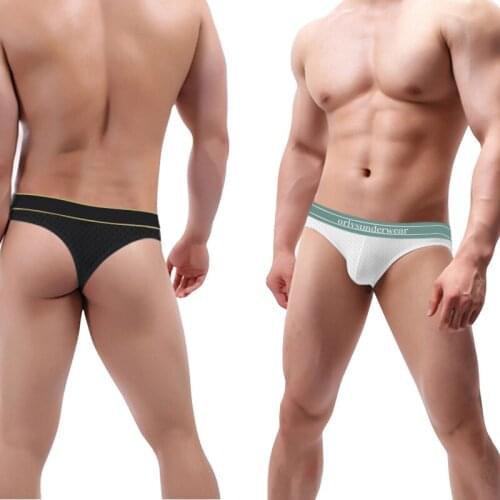 ORLVS New Sexy Mens Jockstrap Underwear Mesh Mens Thong Cotton Gay Men Underpants Low Waist Hip Lift Tanga Jockstraps OR6105