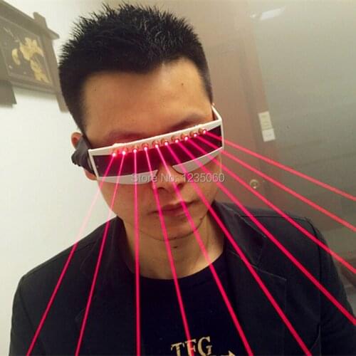 New 10 laser heads, red laser,halloween decoration laser illuminated gloves, glasses, LED bar, nightclub wear, performance props