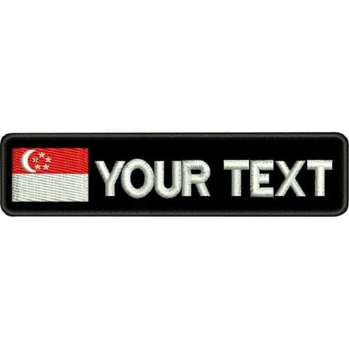 Custom Singapore name tags patch embroidered iron on backing hook backing