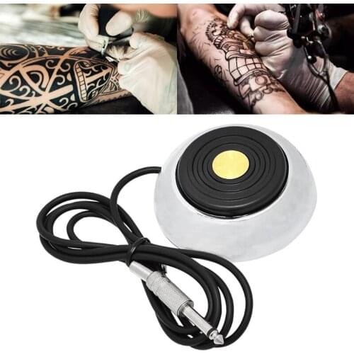 Y1UF Professional Stainless Steel Round Foot Pedal Switch with Cord for Tattoo Machine Power Supply