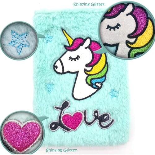 Plush Girls Journal Colorful Love Unicorn,Kawaii Diary Agenda Weekly Planner Writing Paper For Students,School Office Supplies