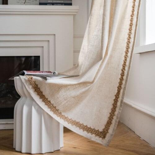 Minimalist Style Hemp Lace Cotton Linen Kitchen Curtain Bay Window Curtain For Living Room Decoration Modern Home Decor