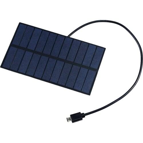 Solar Battery Charger 1.65W 5.5V Output Male Head USB Micro USB Port 300mA Charge Regulators Solar Panel