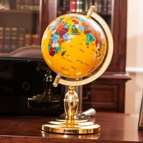 COOL-High grade business ART-2020 home office School best Decoration handmade 3D Crystal Gemstone Globe tellurion statue--S size