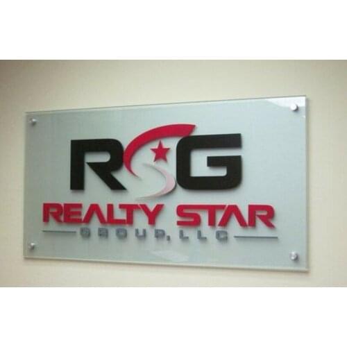 Customized MODERN BUSINESS PLAQUE SIGN GLASS ACRYLIC OFFICE/COMMERCIAL Multiple sizes