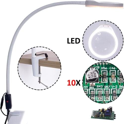 LED Magnifier Lamp 10X 3-10X Magnifying Glass With Light Illuminated Magnifier Loupe Repair Tools For Hand Soldering 2021 New
