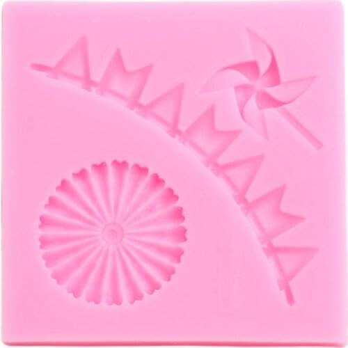 Windmill Silicone Mold DIY Baby Birthday Cake Decorating Tools Flag Fondant Molds Candy Polymer Clay Chocolate Gumpaste Moulds