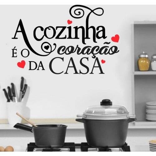 Stickers A Cozinha é O Coração Da Casa Portuguese Quotes Vinyl Wall Decals Mural For Kitchen Restaurant Decor Poster RU2291