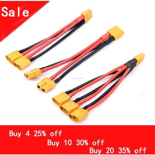 XT60 Parallel Battery Connector Male/Female Cable Dual Extension Y Splitter/ 3-Way 14AWG Silicone Wire for RC Battery Motor