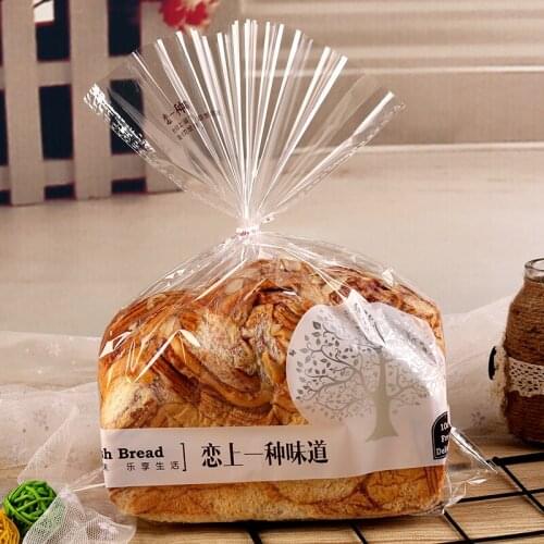 100pcs Free shipping pp material bread bag Toast cake packaging Disposable food takeaway bags Transparent packaging bag