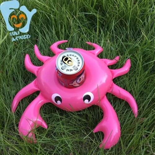 12pcs Per Lot 30cm Inflatable Crab Drink Holder Beer Can Holder Float Pool Water Fun Toy Boia De Piscinas