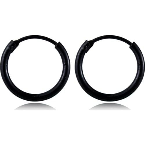 15mm European Small Hoop Earring For Women Black Color Endless Circle Earrings for Women Handmade Bijoux Bijoux Fashion Jewelry