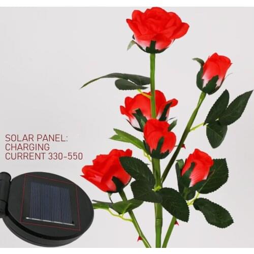 2pcs LED Solar Light Simulation Rose Flower Outdoor Waterproof Garden Lawn Stakes Lamps Yard Art for Home Courtyard Decoration