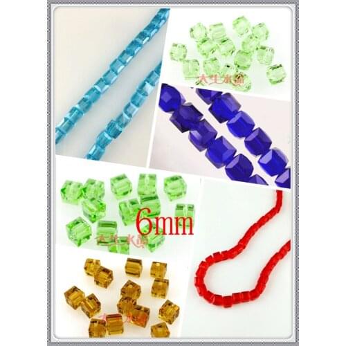 500Pcs/lot 6mm small Cube Crystal Glass Beads Favor Crystal Loose Spacer Square Beads For Jewelry Making Bracelet DIY Beads