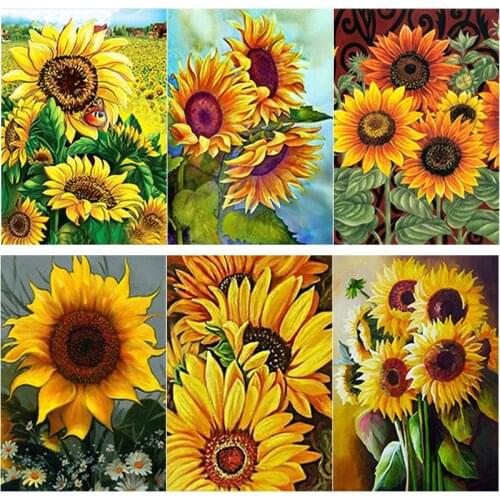 5D DIY Diamond Painting Sunflower Flower Diamond Embroidery Fresh Flowers Cross Stitch Full Square Round Drill Home Decor Gift