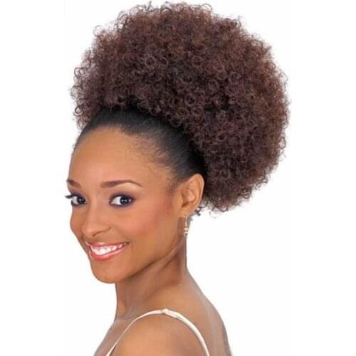 Afro Puff Synthetic Short Afro Kinky Hair Bun For Women Drawstring Pony Tail Clip in Hair Extension Chignon Hair Accessories