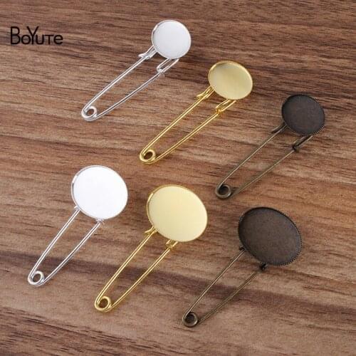 BoYuTe Custom (200 Pieces/Lot) Fit 13*18MM 18*25MM Oval Cabochon Brooch Blanks Tray Base Diy Brooch Pins Accessories